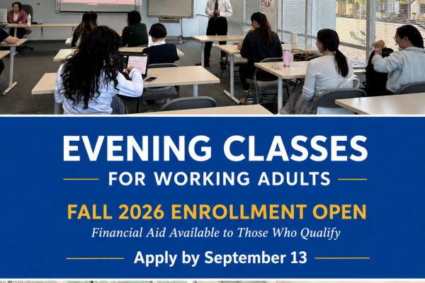 Students attending a UEWM evening class for working adults during the Fall 2026 semester.