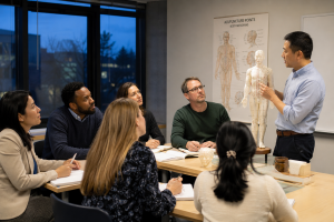 Working adults attending an evening acupuncture class at UEWM